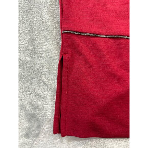 Chico’s Blouse Women's Small Wine Burgundy Mesh Hem Beaded Tunic - Picture 5 of 11